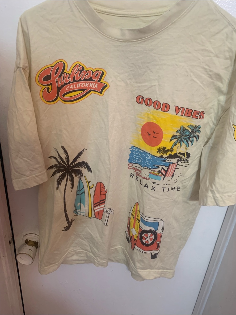 Good Vibes Surfing California Kids Graphic Tee - Cream